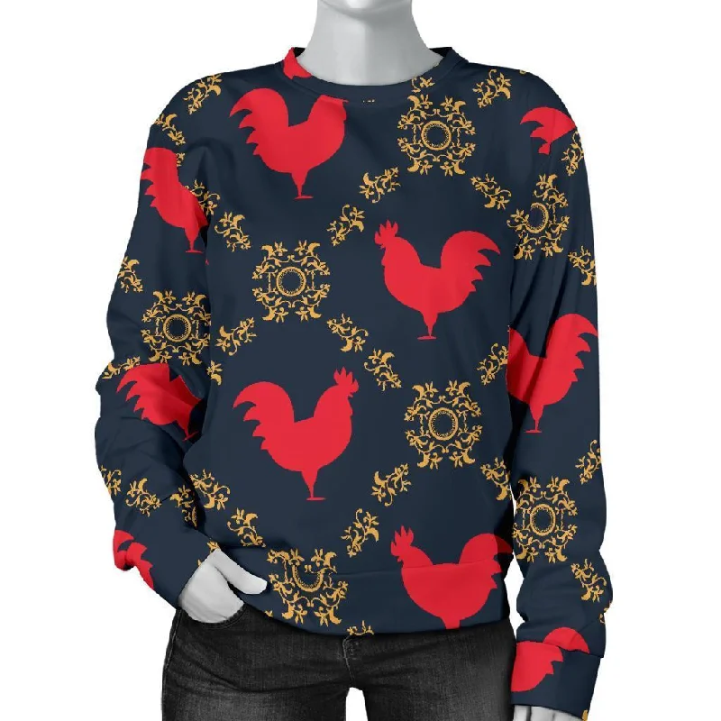 Pattern Print Rooster Women's Sweatshirt