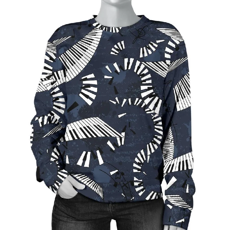 Piano Black Pattern Print Women's Sweatshirt