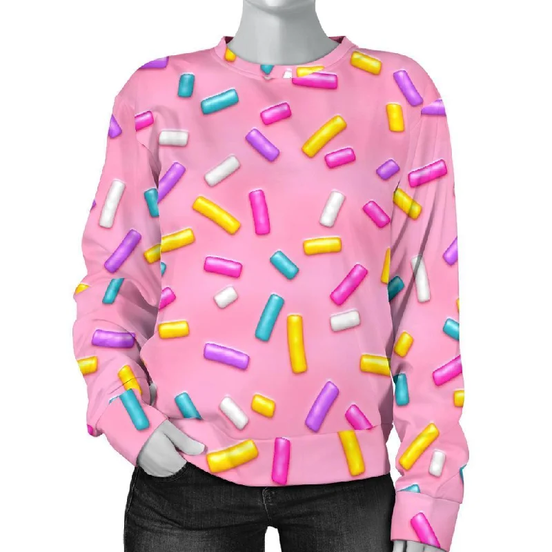 Pink Candy Pattern Print Women's Sweatshirt