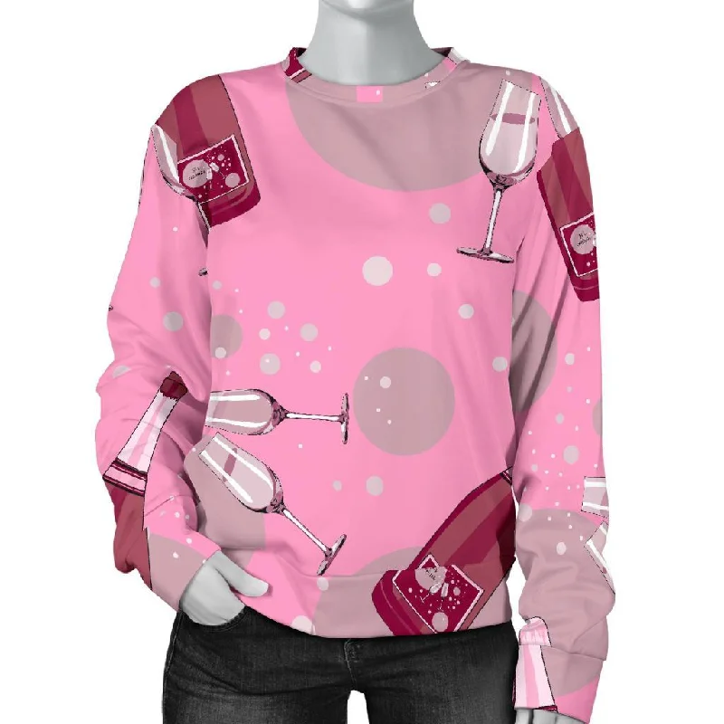 Pink Champagne Pattern Print Women's Sweatshirt