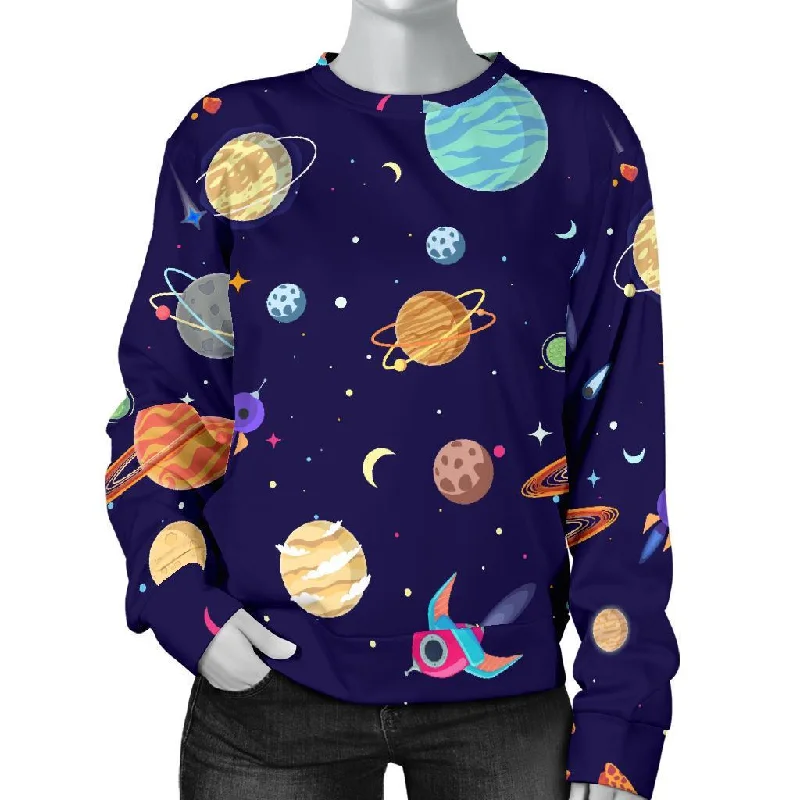 Planet Print Pattern Women's Sweatshirt