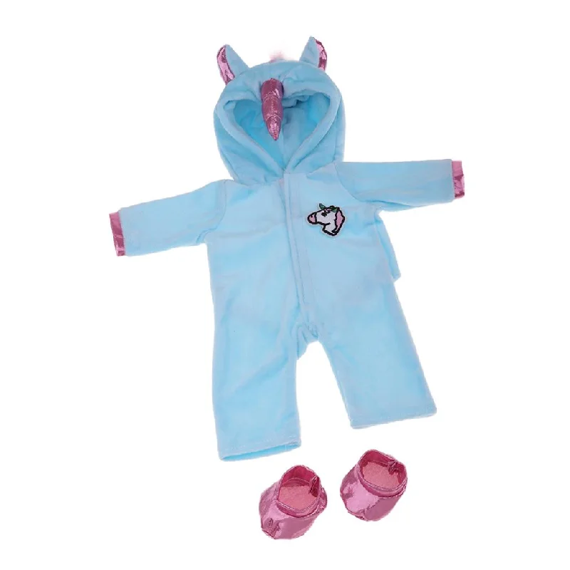 Max Plush Doll Hoodies Romper Jumpsuits For 18inch Girl Doll Blue Horse