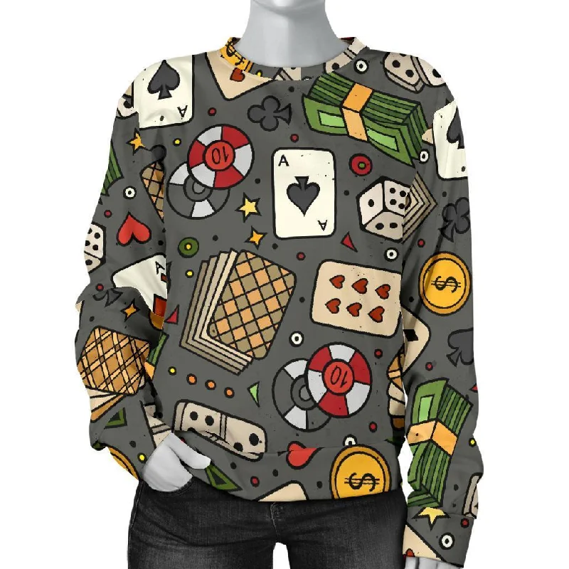 Poker Casino Pattern Print Women's Sweatshirt