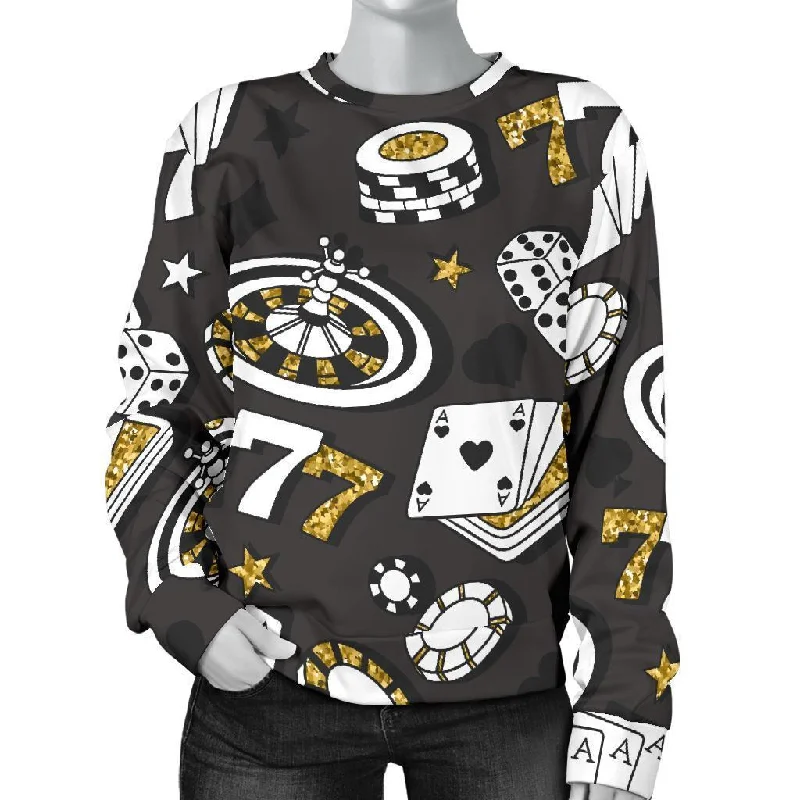 Poker Casino Print Pattern Women's Sweatshirt