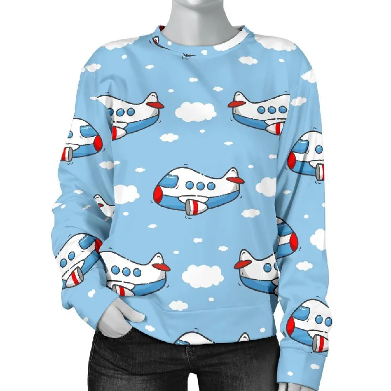 Print Airplane Pattern Women's Sweatshirt