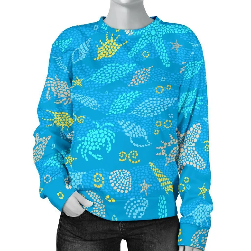 Starfish Ocean Print Pattern Women's Sweatshirt Hoodie with Cropped Fit Short Trendy Starfish Ocean Print Pattern Women's Sweatshirt Hoodie with Cropped Fit Short Trendy