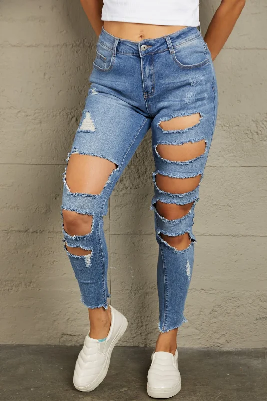 New York Distressed Skinny Jeans