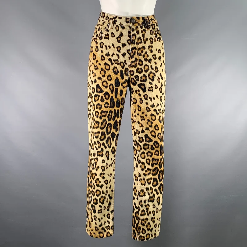 ETRO Size 30 Tan Black Cotton  Elastane Leopard Zip Fly Jeans