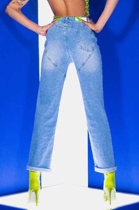 FOR THE LOVE OF BOOTY HIGH RISE STRAIGHT LEG JEANS