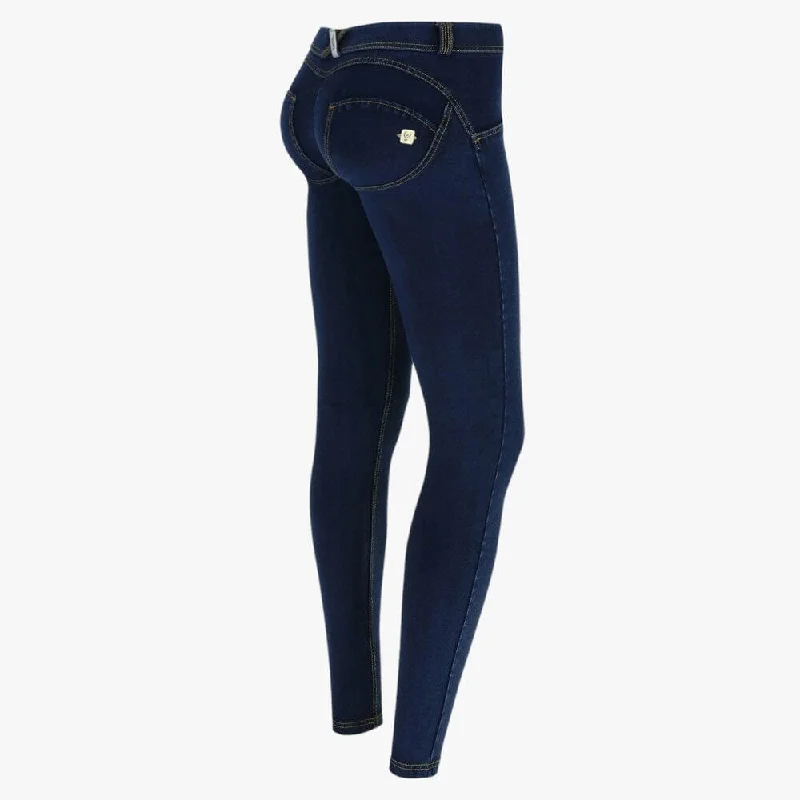 Freddy Ladies Dark Blue Yellow Stitch Low Waist Long Length Jean