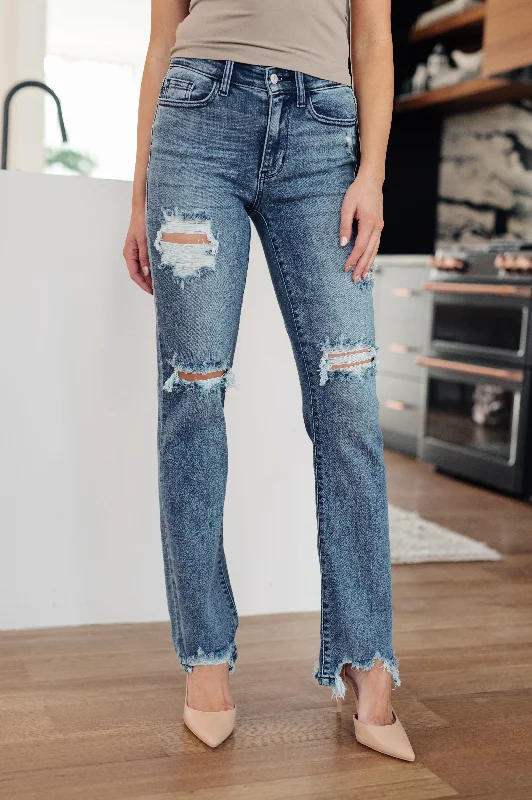 Judy Blue O'Hara Mid-Rise Destroyed Straight Jeans