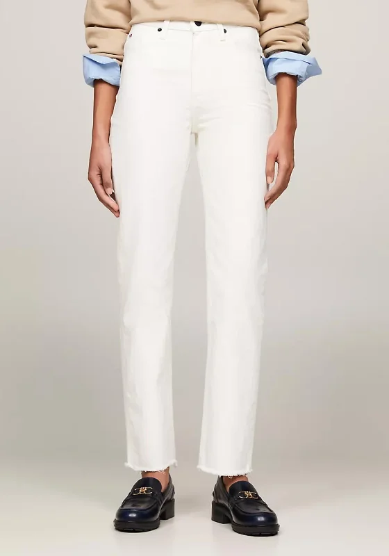 Tommy Hilfiger High Rise Classic Straight Jeans, Ecru