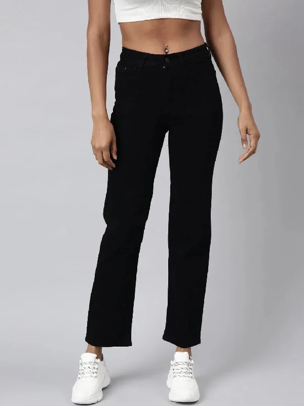 Women Straight Fit Denim Black Jean-GZ-5895-Black