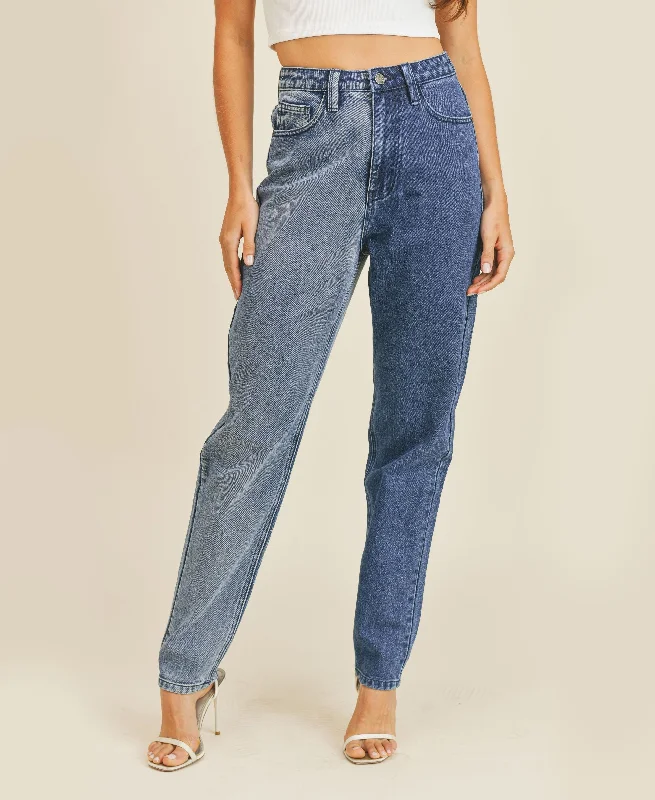 Womens Two Tone Boyfriend Jeans