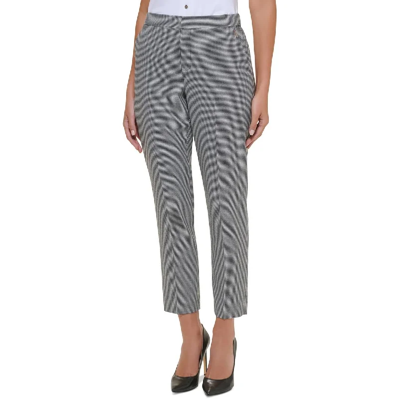 Womens High Rise Houndstooth Ankle Pants