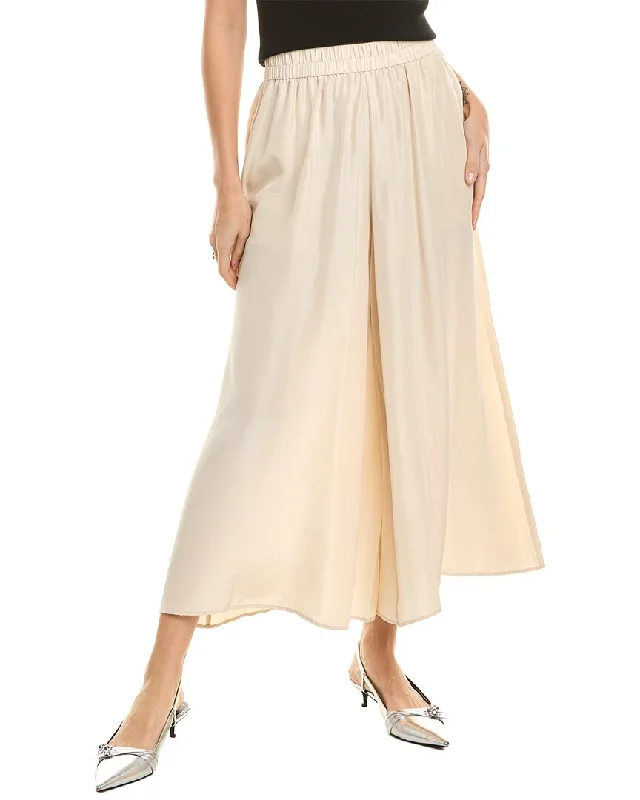 Eileen Fisher Cropped Silk Wide Leg Pant