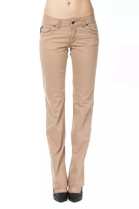 Beige Cotton Women Pant