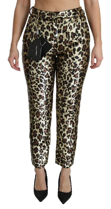 Dolce & Gabbana Chic High Waist Leopard Sequin Pants