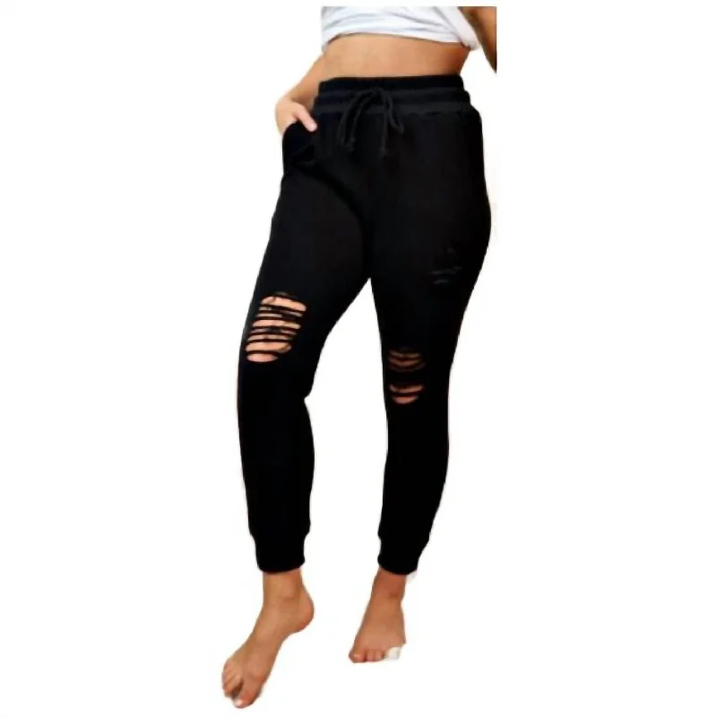 Distressed Pant In Black