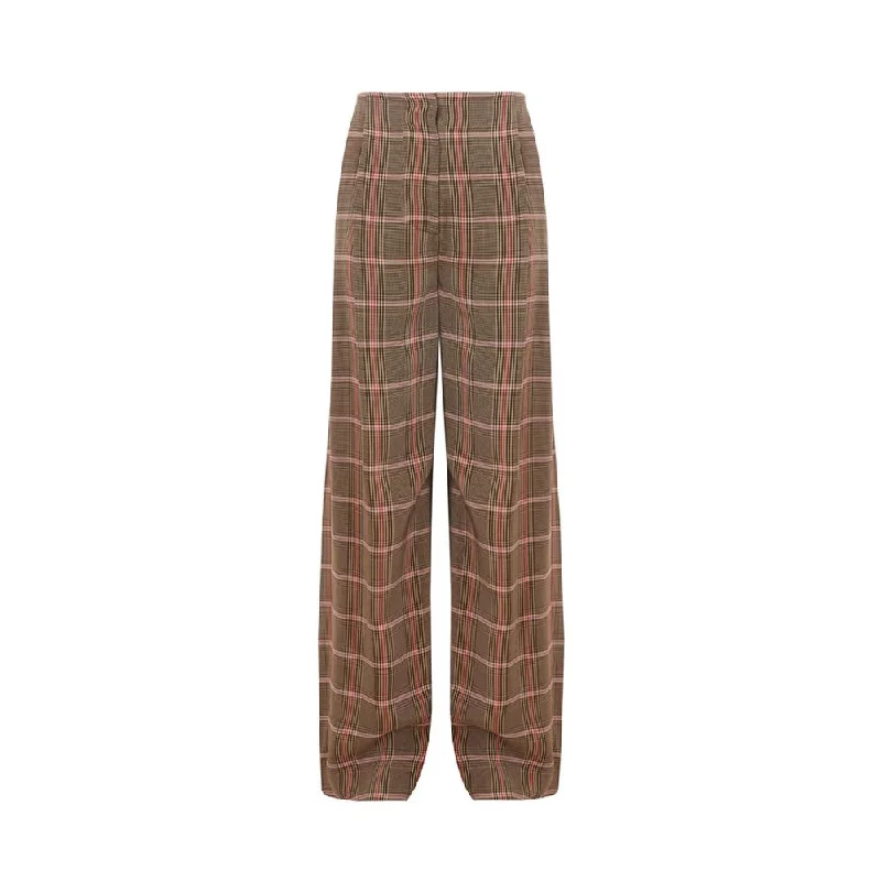 Elegant Brown Viscose Pants For Women