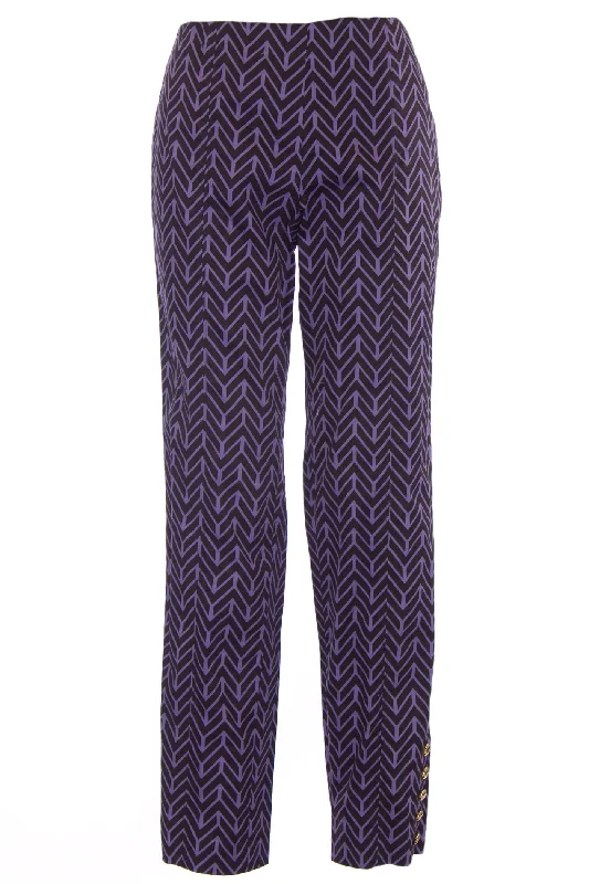 ELIZABETH MCKAY Chocolate Chevron Print Audrey Chino Pants 1050 $175 NWT