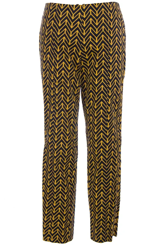 ELIZABETH MCKAY Yellow Chevron Print Audrey Chino Pants 1050 $175 NWT