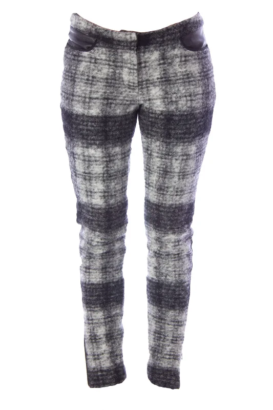 REBECCA MINKOFF Women's Grey Check Skinny Zip Nicholas Pants Sz 0 $398 NWT