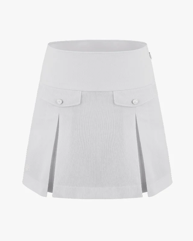 A-line double lining pocket pleated skirt - Grey