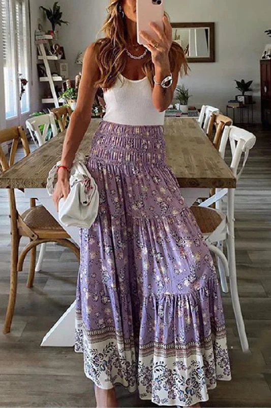 Lilipretty An Extra Day Boho Floral Maxi Skirt