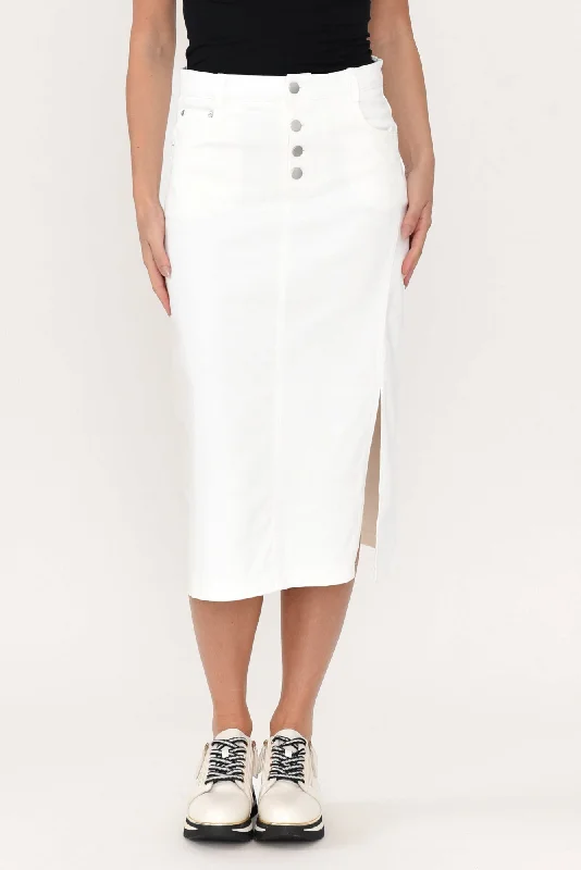 Astille White Cotton Blend Skirt