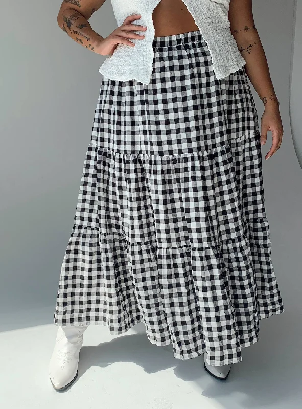 Hale Midi Skirt Black / White Curve