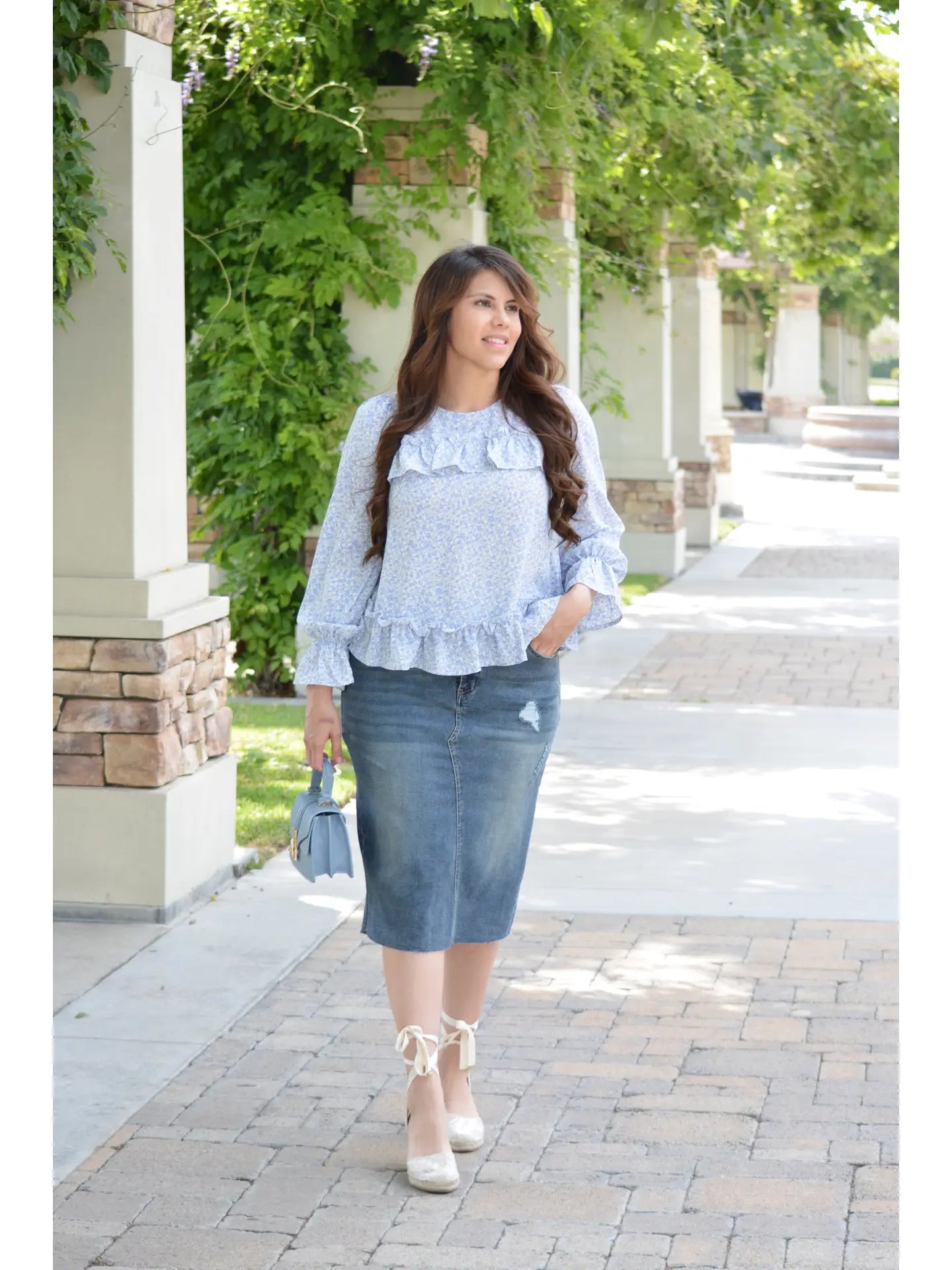 Havana Blue Distressed Skirt