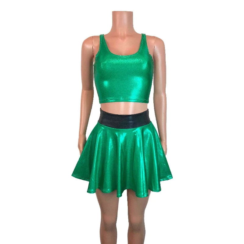 PowerPuff Girls BUTTERCUP Costume W/ Green Skater Skirt and Crop Top