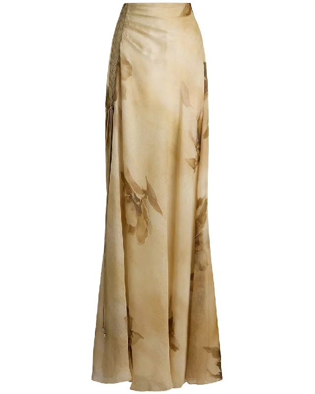 Tan Floral Odera Maxi Skirt