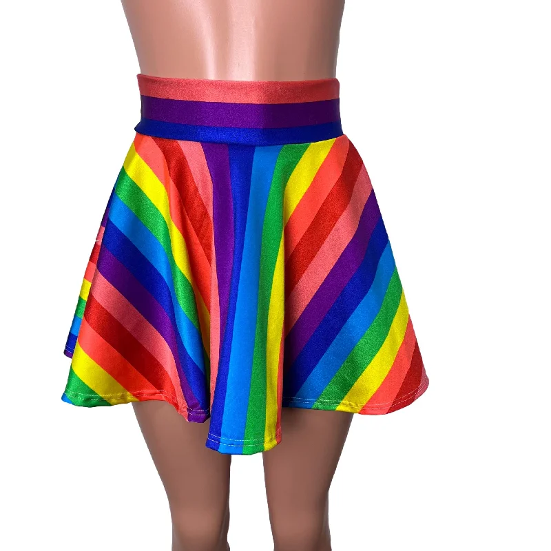 SALE - 1" Stripe Rainbow Skater Skirt