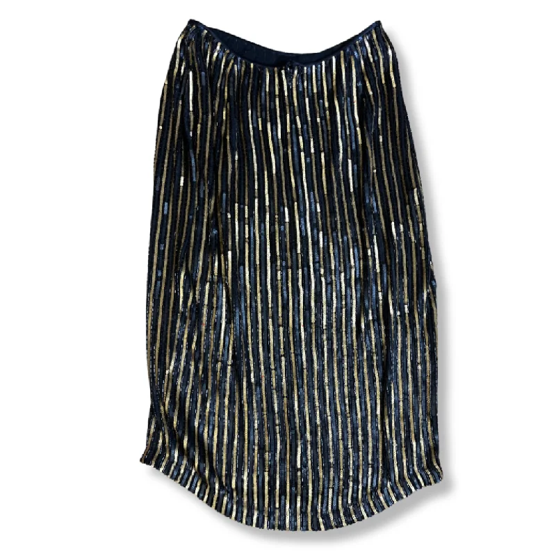 Vintage Black & Gold Striped Sequin Beadwork Skirt